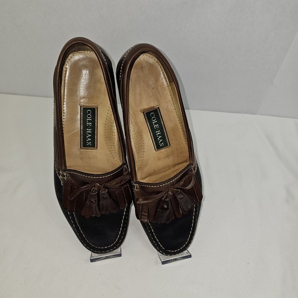 Cole Haan Other - Cole Haan‎ Loafers Mens 9.5D Black Brown Leather Kiltie Tassel Mexico Vintage